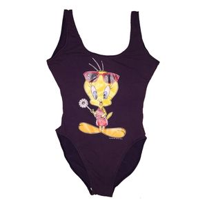 Vintage 1997 Looney Tunes Tweety one piece swim